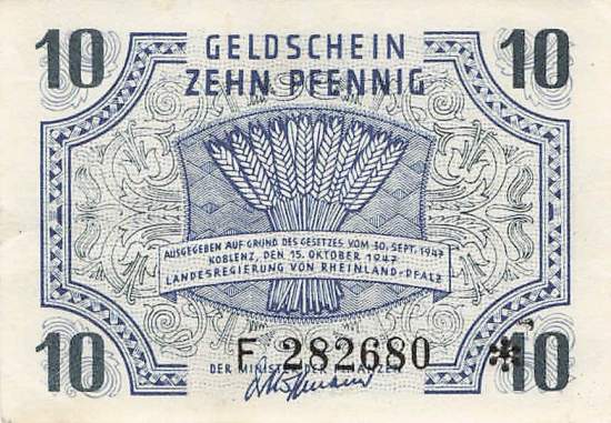 r.212 F 10 Pfennig 1947